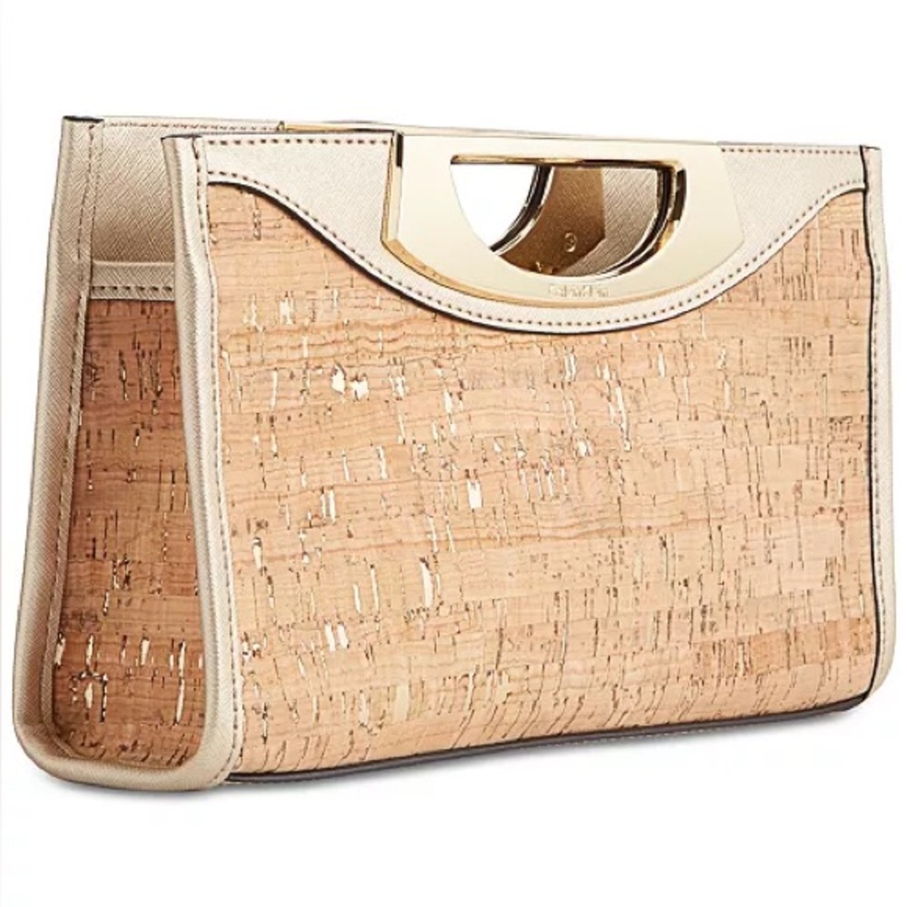 Calvin Klein Tan and Gold Clutch